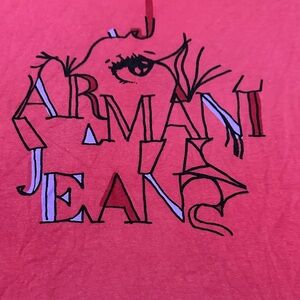 Armani Jeans Red Artistic T-Shirt